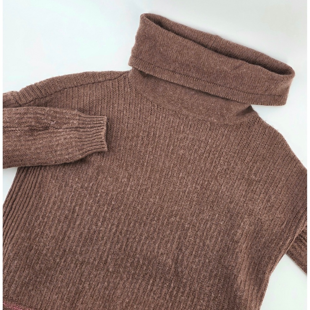PrAna Boho Cowl Neck Sweater Ribbed Knit Size Small Womens Brown Pullover Cozy